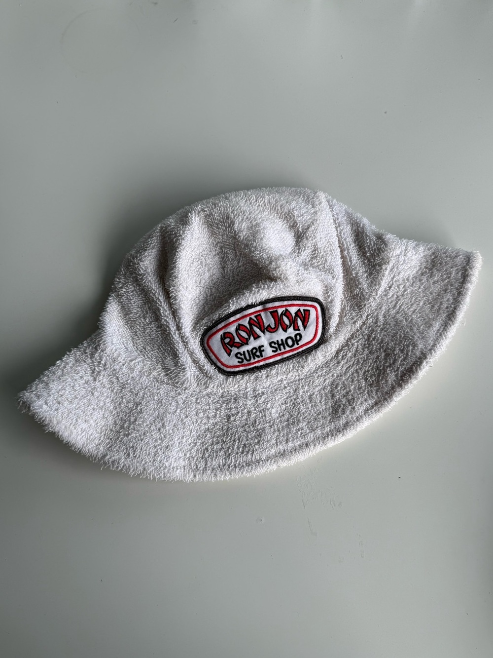 Ron Jon Surf Shop Terry Cloth Bucket Hat White Beach Y2K Vacation One Size